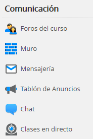 Accesos directos a herramientas de comunicación en el lateral