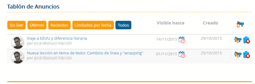 Tablón de anuncios