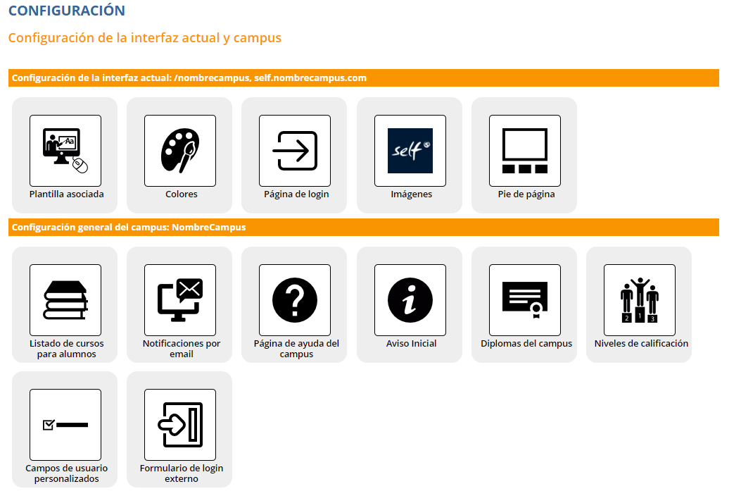 Menú de configuración