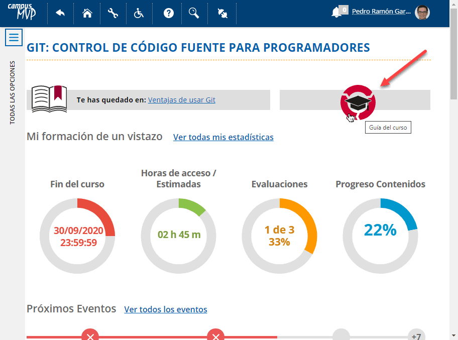 Ubicación por defecto de la guía didáctica en la portada de SELF